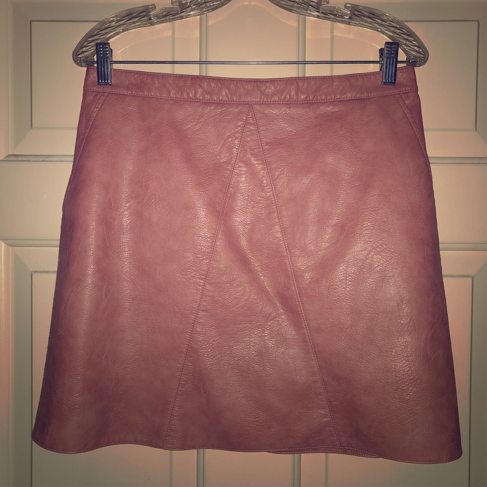 Faux blush leather skirt